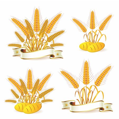 Wheat ears with ribbon and bread Stock Photo - Budget Royalty-Free & Subscription, Code: 400-05386609