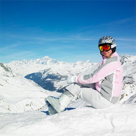 savoy - woman skier, Alps Mountains, Savoie, France Stock Photo - Budget Royalty-Free & Subscription, Code: 400-05387105