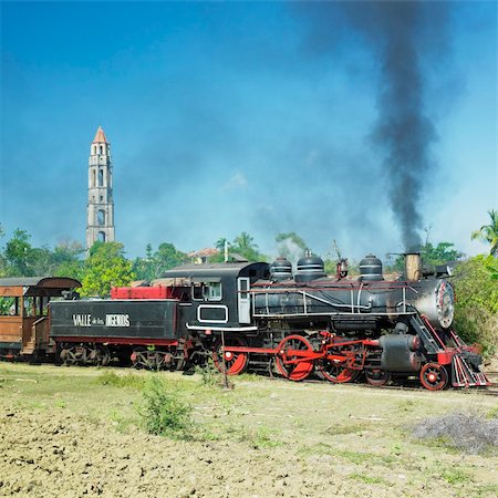 tourist train Valle de Los Ingenios, Manaca Iznaga, Sancti Spiritus Province, Cuba Stock Photo - Budget Royalty-Free & Subscription, Code: 400-05387196