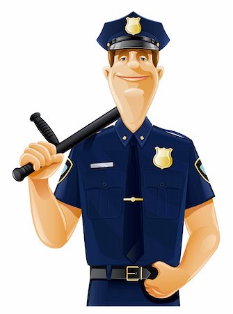 protection vector - policeman with truncheon vector illustration isolated on white background Stock Photo - Budget Royalty-Free & Subscription, Code: 400-05387367