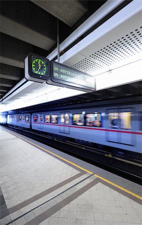 Fast train in metro station, Vienna, Austria. Stock Photo - Budget Royalty-Free & Subscription, Code: 400-05387577