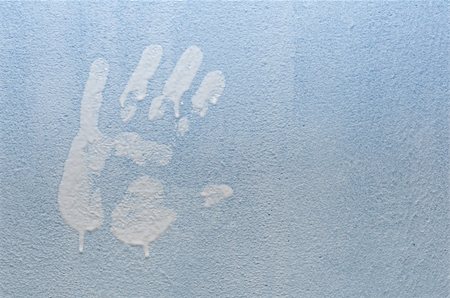 White Hand Print on Light Blue Wall Stock Photo - Budget Royalty-Free & Subscription, Code: 400-05387640