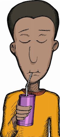 drinking can - Young man with straw sips from a can Stock Photo - Budget Royalty-Free & Subscription, Code: 400-05387882