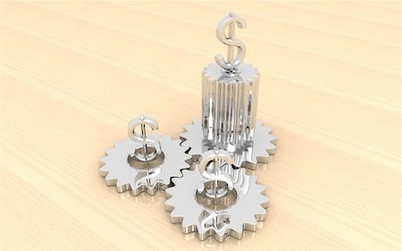 3d dollar sign top of the gears Fotografie stock - Microstock e Abbonamento, Codice: 400-05388197