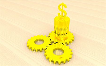 3d dollar sign top of the gears Fotografie stock - Microstock e Abbonamento, Codice: 400-05388219