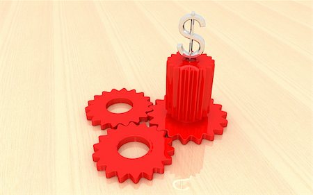 3d dollar sign top of the gears Fotografie stock - Microstock e Abbonamento, Codice: 400-05388235