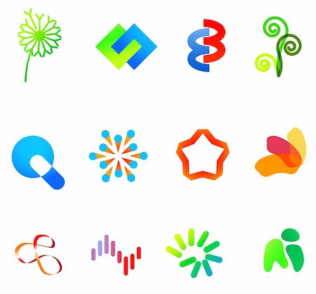 12 different colorful vector symbols: (set 23) Stock Photo - Budget Royalty-Free & Subscription, Code: 400-05388335