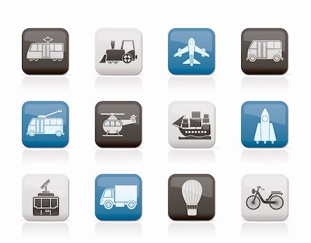 Travel and transportation icons - vector icon set Stock Photo - Budget Royalty-Free & Subscription, Code: 400-05388354