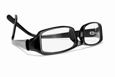 simsearch:400-04855630,k - Fashionable black plastic frame spectacles on white background Foto de stock - Royalty-Free Super Valor e Assinatura, Número: 400-05388528