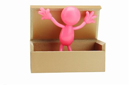 plain rectangular box - Faceless figurine surprise appearance from an open box on white background Stock Photo - Budget Royalty-Free & Subscription, Code: 400-05388532