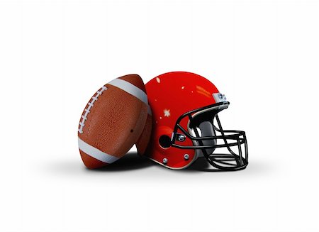 Football ball and helmet over white Stock Photo - Budget Royalty-Free & Subscription, Code: 400-05388561