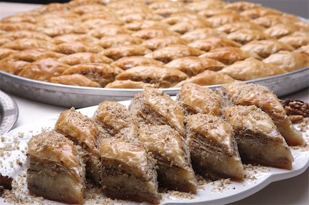 Close up of dish of  Baklava on a table Stock Photo - Budget Royalty-Free & Subscription, Code: 400-05388684