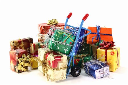 silencefoto (artist) - colorful Christmas presents on a hand truck Stockbilder - Microstock & Abonnement, Bildnummer: 400-05388871