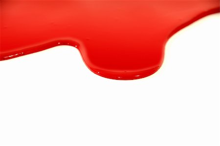Red paint is flowing down a white background Stockbilder - Microstock & Abonnement, Bildnummer: 400-05388926