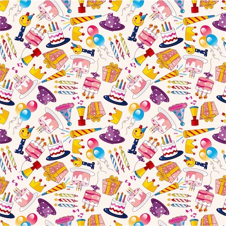 fun happy colorful background images - seamless birthday pattern Foto de stock - Super Valor sin royalties y Suscripción, Código: 400-05380073