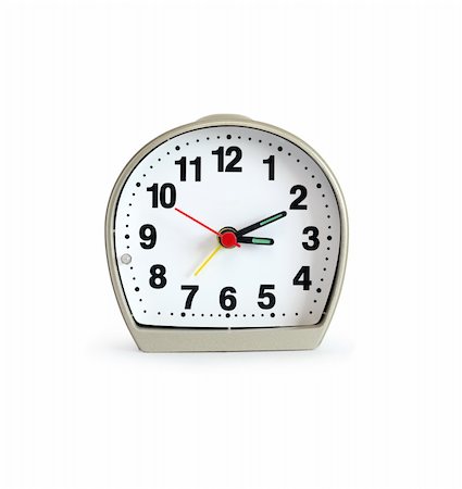 simsearch:700-05974049,k - Ordinary modern alarm clock on white background. Isolated with clipping path Stock Photo - Budget Royalty-Free & Subscription, Code: 400-05380114