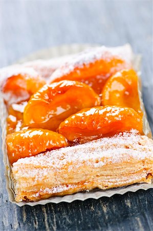 fine food - Closeup on slice of flaky apricot strudel pastry dessert Stock Photo - Budget Royalty-Free & Subscription, Code: 400-05380239