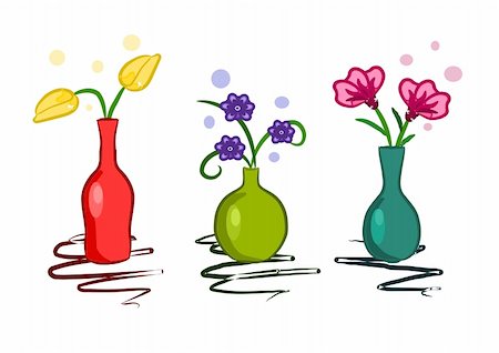 Beauty colorful vase with flowers - vector Stock Photo - Budget Royalty-Free & Subscription, Code: 400-05380490