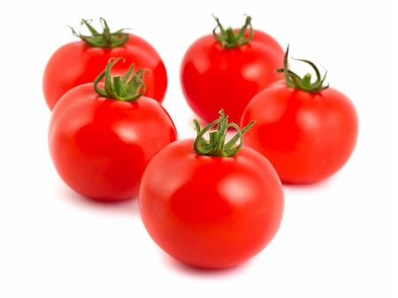 simsearch:400-06101333,k - Five ripe red tomatoes isolated on white background Stock Photo - Budget Royalty-Free & Subscription, Code: 400-05380609