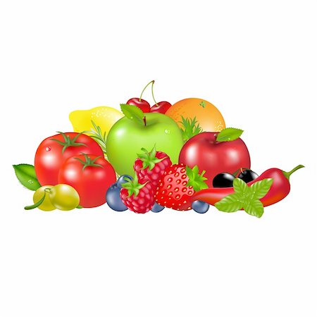 simsearch:400-07556059,k - Fruits And Vegetables, Isolated On White Background, Vector Illustration Stockbilder - Microstock & Abonnement, Bildnummer: 400-05380623