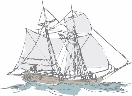 draw from a sail boat made by simple traces Stock Photo - Budget Royalty-Free & Subscription, Code: 400-05380955