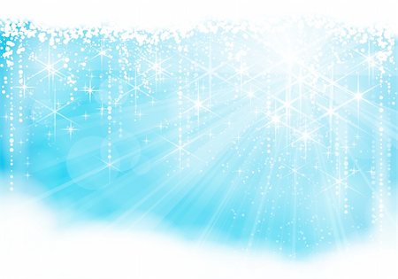 Dreamy blue light burst background with sparkling stars and snowfall giving a festive mood. Great for winter, Christmas or any festive theme. Stock Photo - Budget Royalty-Free & Subscription, Code: 400-05381243