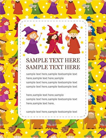 simsearch:400-05673861,k - cartoon Wizard and Witch card Photographie de stock - Aubaine LD & Abonnement, Code: 400-05381349