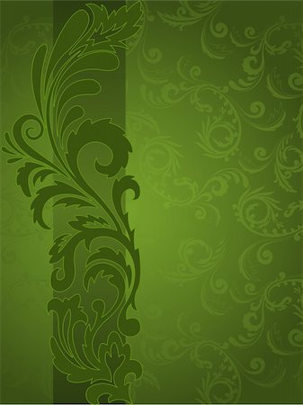 simsearch:400-06082540,k - abstract green background with ornaments on the vertical strip Fotografie stock - Microstock e Abbonamento, Codice: 400-05381389