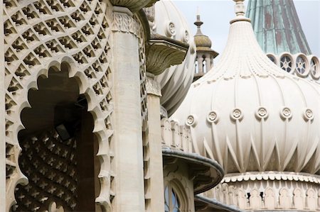 england brighton not people not london not scotland not wales not northern ireland not ireland - intricate carving and stonework on the towers and doems of brightons regency palace the pavilion in  sussex england Stock Photo - Budget Royalty-Free & Subscription, Code: 400-05381406