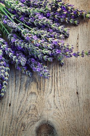 Fresh lavender over wooden background Stock Photo - Budget Royalty-Free & Subscription, Code: 400-05381625
