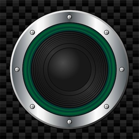 pnog (artist) - Green speaker over carbon fiber pattern Foto de stock - Super Valor sin royalties y Suscripción, Código: 400-05381718