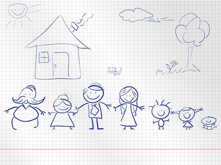 people together vector - Happy and united family. Vector illustration. Stock Photo - Budget Royalty-Free & Subscription, Code: 400-05381751