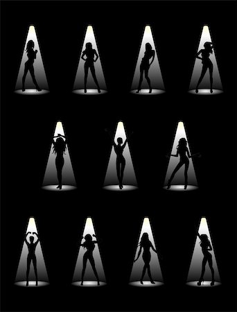 Images of beautiful models in the light of the floodlights. Vector illustration. Stock Photo - Budget Royalty-Free & Subscription, Code: 400-05381763