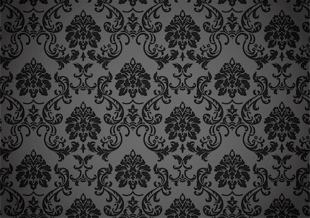 fashion abstract wallpaper - Dark baroque wallpaper, black and grey on revival style Stock Photo - Budget Royalty-Free & Subscription, Code: 400-05381871