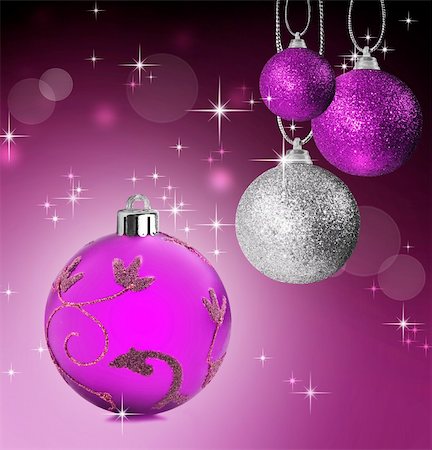 simsearch:400-05359450,k - Colorful pink and silver christmas baubles balls with colorful background Stock Photo - Budget Royalty-Free & Subscription, Code: 400-05382509