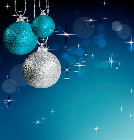 simsearch:400-05359450,k - Colorful blue christmas baubles balls with colorful background Stock Photo - Budget Royalty-Free & Subscription, Code: 400-05382513