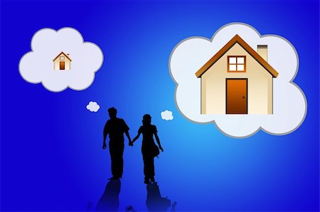 phanlop88 (artist) - Silhouette couples, dream home Fotografie stock - Microstock e Abbonamento, Codice: 400-05382917