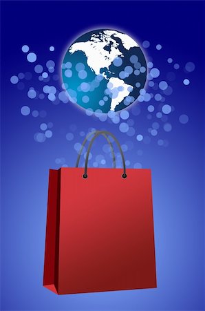 fashion maps illustration - Shopping bag and world Stock Photo - Budget Royalty-Free & Subscription, Code: 400-05382910