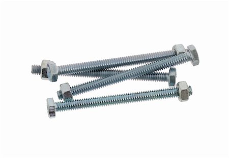 Four stainless bolts and nuts isolated on white background Foto de stock - Super Valor sin royalties y Suscripción, Código: 400-05382960