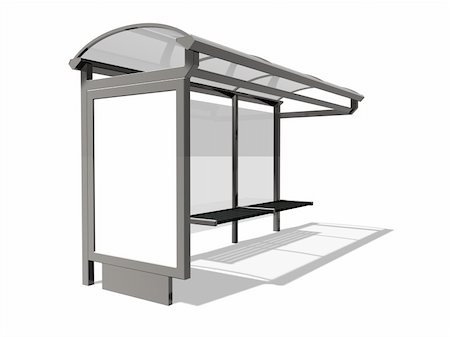 people at the bus stop shelter - 3d illustration of Bus stop on the white background Stock Photo - Budget Royalty-Free & Subscription, Code: 400-05382971