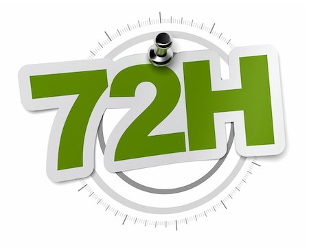 72H, seventy two hours sticker over a gray watch dial, image over a white background Stock Photo - Budget Royalty-Free & Subscription, Code: 400-05382985