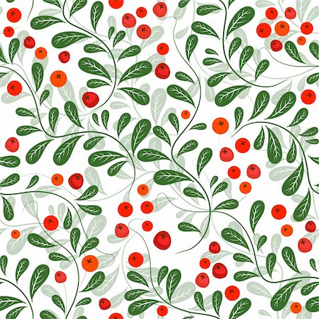 simsearch:400-04279579,k - Autumn seamless pattern with leaves and berries (vector) Stock Photo - Budget Royalty-Free & Subscription, Code: 400-05383011