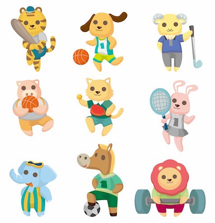 cartoon animal sport player icons set Foto de stock - Super Valor sin royalties y Suscripción, Código: 400-05383166