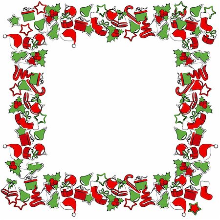 simple background designs to draw - Blank Christmas frame with traditional Christmas symbols Stock Photo - Budget Royalty-Free & Subscription, Code: 400-05383192