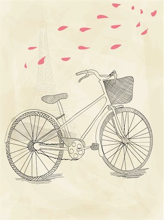 eifel - Vector hand drawn bicycle Fotografie stock - Microstock e Abbonamento, Codice: 400-05383512