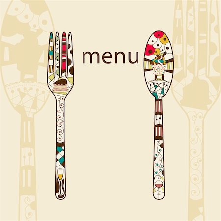 Vector menu pattern with spoon and fork Stock Photo - Budget Royalty-Free & Subscription, Code: 400-05383513