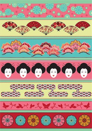 simsearch:400-05383537,k - Set of vector pictures containing ethnic Japan elements for cloning and putting together Stock Photo - Budget Royalty-Free & Subscription, Code: 400-05383541