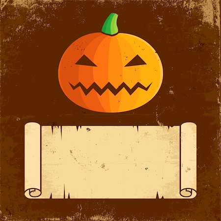 Illustration Pumpkin Halloween and paper scroll Stock Photo - Budget Royalty-Free & Subscription, Code: 400-05383628