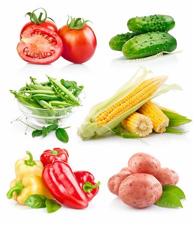 simsearch:400-05939266,k - set fresh vegetable with green leaf isolated on white background Photographie de stock - Aubaine LD & Abonnement, Code: 400-05664164