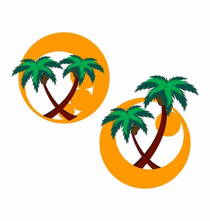 simsearch:400-08774047,k - two abstract  icons with  tropical palm trees Stock Photo - Budget Royalty-Free & Subscription, Code: 400-05664345